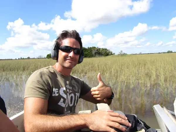 on an airboat