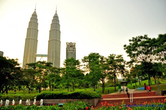 petronas towers and gardens
